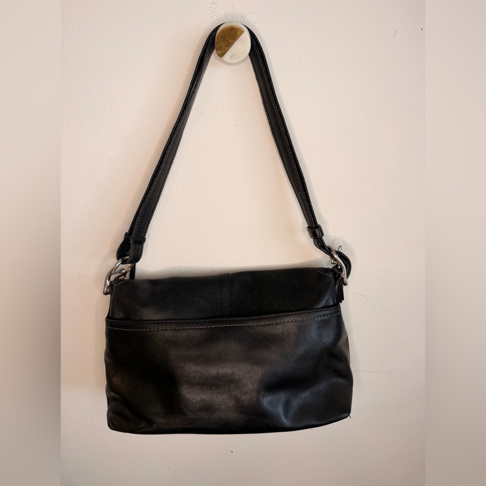 Vintage 90s Classic Coach Hampton Black Leather Shoulder Bag - Picture 8 of 12
